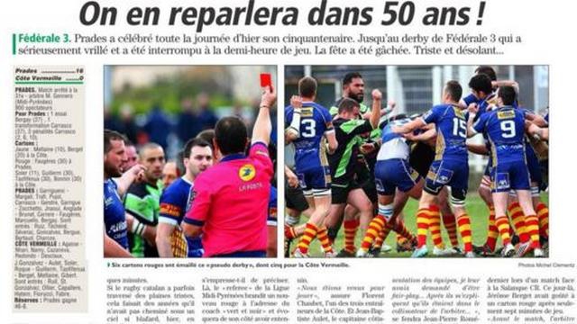 Fédérale 3. Le derby catalan entre Prades et la Côte Vermeille arrêté après 6 cartons rouges... en 29 minutes