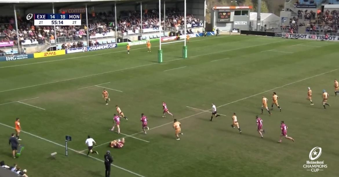 VIDEO. CHAMPIONS CUP. Wow ! Ce joueur d'Exeter mystifie Rattez et Bouthier !