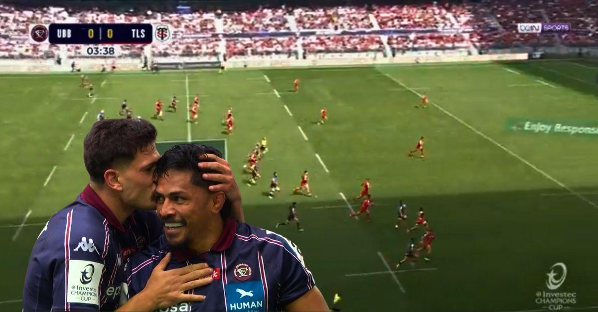 VIDEO. Jalibert dépose la défense, Samu s'envole : début de match électrique entre l'UBB et Toulouse